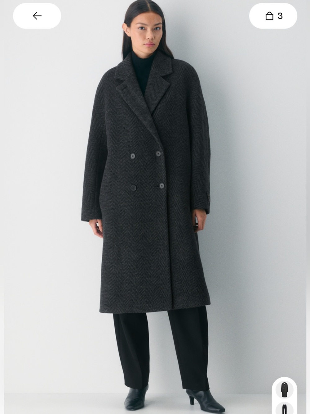 Aritzia Slouch Coat - Herringbone black/grey